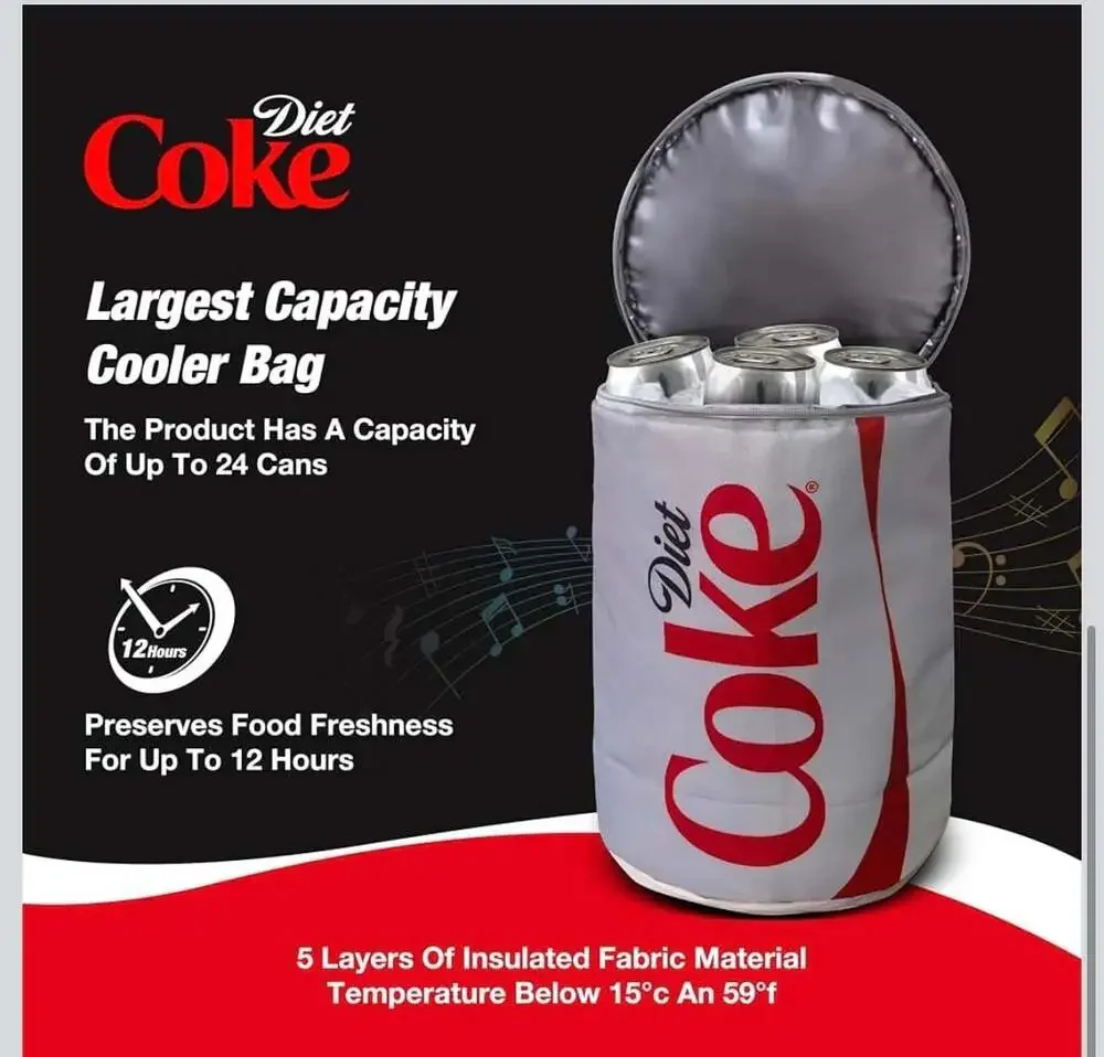 Gabba Goods Diet Coke Can Shaped Cooler Bag with Built-in Bluetooth Speaker